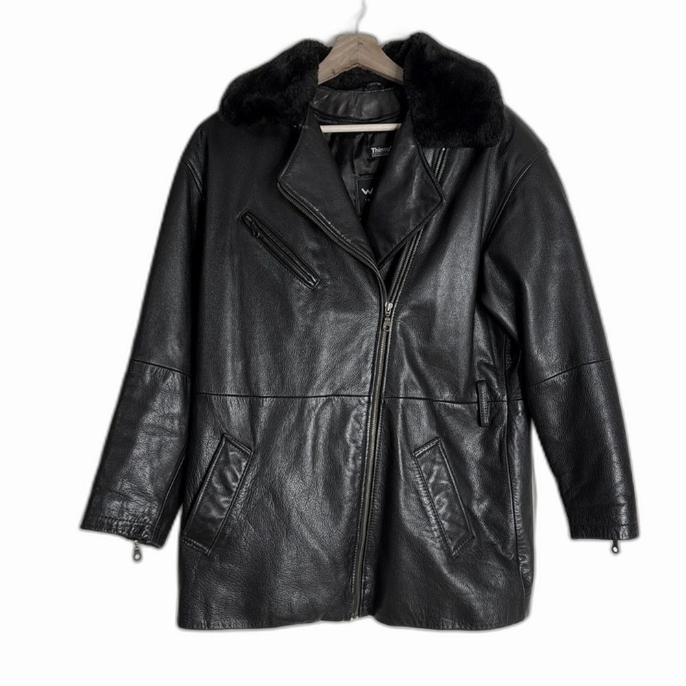 Vtg Wilsons thinsulate Leather jacket Asymmetrical‎ Zip Lined chocolate Brown S